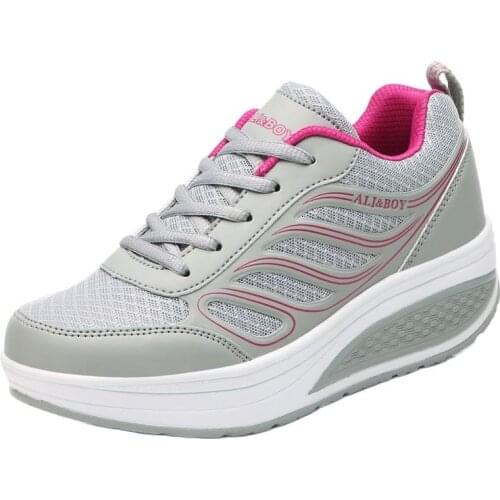 Women Tennis Shoes Height Increase White Sports Sneakers For Fitness Breathable Female Walking Jogging Trainers Shoes
