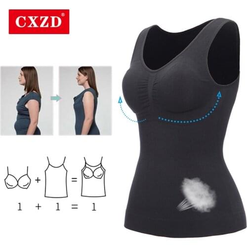 CXZD Women Shaper Slim Up Lift Plus Size Bra Tank Top Body Shaper Removable Shaper Underwear Slimming Vest Corset Shapewear