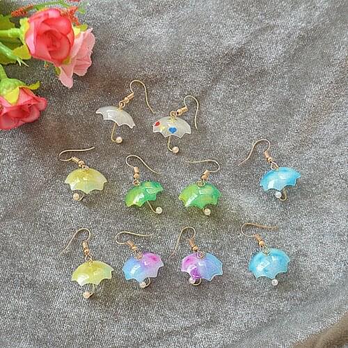ZiccoWong New Creative Design Colorful Umbrella Drop Dangle Earring Acrylic Resin Cartoon Lovely Simple Dangle Earring Jewelry