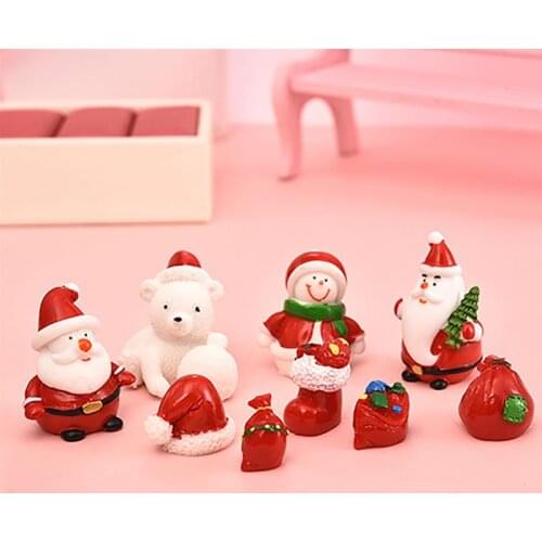 1-7pcs/set Miniature Christmas Tree Fairy Garden Figurines Doll House Decor Santa Claus Snowmen Terrarium Accessories Gift Box