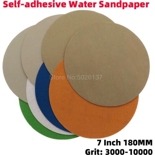 1Pcs 7 Inch 180MM Self-adhesive Disc Water Sandpaper Wet Polishing Back Flocking Grinding Abrasive Grit Polish Pad Plate