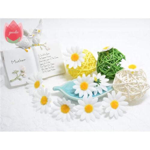 10pcs Small Silk Sunflower Handmade Artificial Flower Head Wedding Decoration DIY Wreath Gift Box Scrapbooking Craft Fake Flower