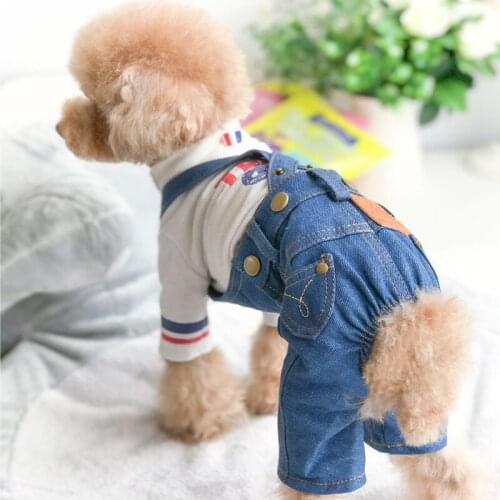 2018 Pet Dog Clothes for Dogs Spring Summer Soft Wear-resisting Denim Jumpsuit All Match Jean Dog Costume for Small Dogs S-XXL