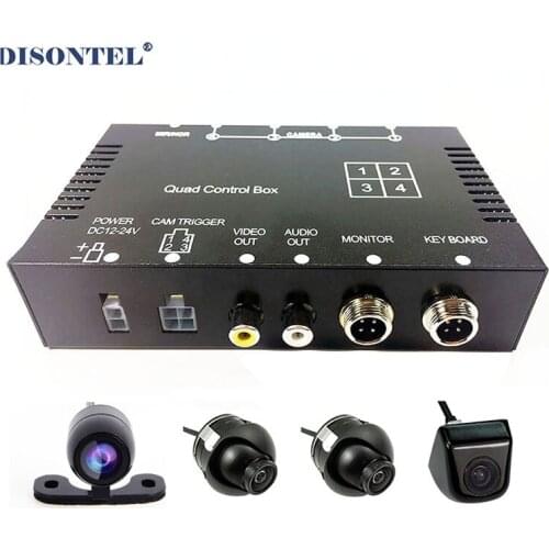 4 channel Car Camera Split Control box Real-time video Quad processor for Front Rear side view camera