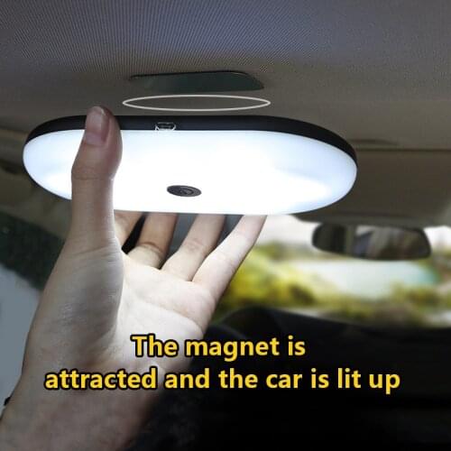 Car Reading Light Ceiling Dome Light 3 Color Adjustable Magnet Bottom Lamp Rechargeable Wireless USB Car Interior Light