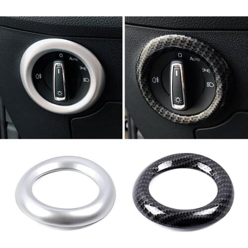 For Skoda Kodiaq 2016-2020 Interior Head Light Headlight Adjustment Switch Cover Trim Car Styling Silver Carbon Fiber Color