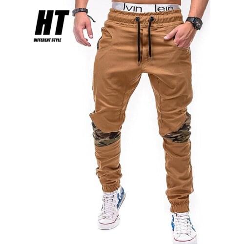 Joggers Men Solid Harem Pants Camo Patchwork Slim Trousers Streetwear Casual Ankle-Length Cargo Harem Pants ropa hombre