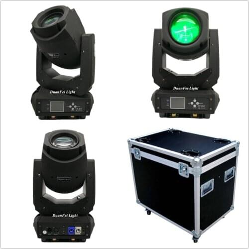 Flycase) 4 pieces led dmx lyre spot moving head zoom moving head prism gobo light 200w