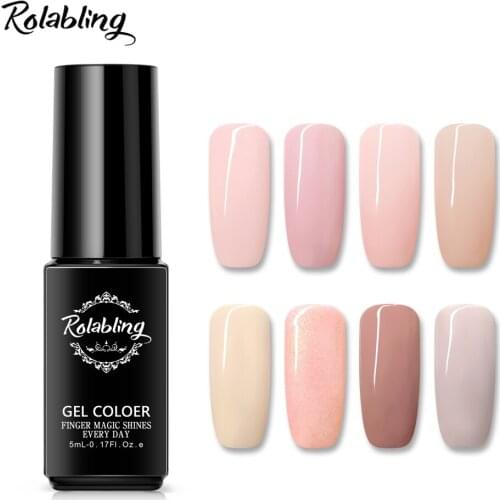Rolabling Nail Gel Polish Lacquer Top Base Coat Glue 6ML UV Gel Lacquer Nail Art Soak Off Gel Nail Polish Varnish 80 Colors