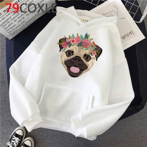 Pug Dog French Bulldog Pugs hoodies female y2k aesthetic graphic harajuku printed female sweatshirts hoody printed