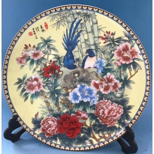 Exquisite Chinese Classical Colorful Ceramic Flowers and Birds Decorative Plate, with Qianlong Mark