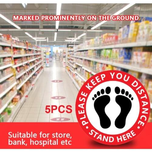 KAKUDER 5pcs Ground floor crowd isolation labeling Queue ground sign Durable & Eye Catching effectively keep distance Drop Ship