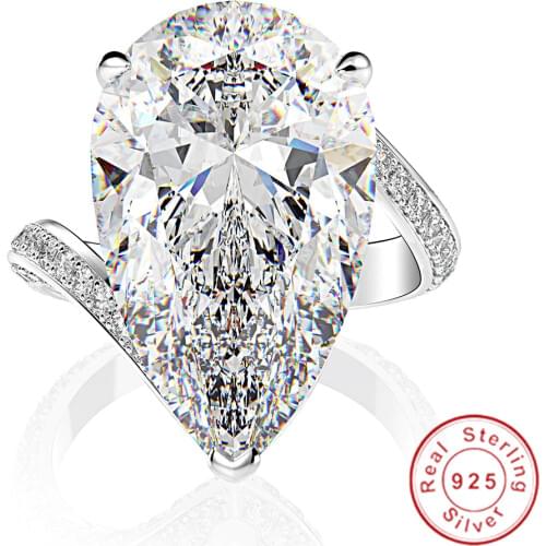 Luxury Water Drop 18ct Moissanite Diamond Ring 100% Original 925 sterling silver Engagement Wedding band Rings for Women Jewelry