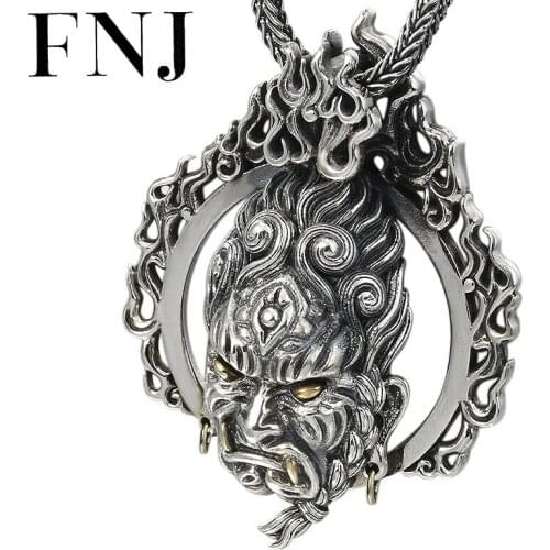 FNJ Skull Pendant 925 Silver Original Punk Pure S925 Thai Silver Pendants for Jewelry Making Men Women