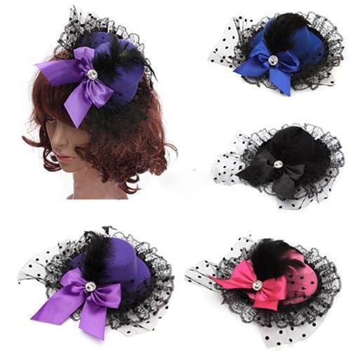 HOT SALES!!! Lady Mini Top Hat Cap Bowknot Decor Lace Fascinator Hair Clip Costume Accessory Wholesales Dropshipping