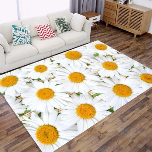 Cute Daisy Rug Bedroom Bedside Mat Decoration Girl Room Floral Rug 3D Floor Mat Washable Bathroom Rug Sofa Carpet Living Room