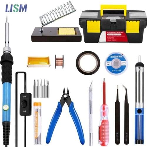 Adjustable Temperature Soldering Iron Kit Electronic 60W solder welding wires Soldering Iron Tips with Portable Toolbox solder