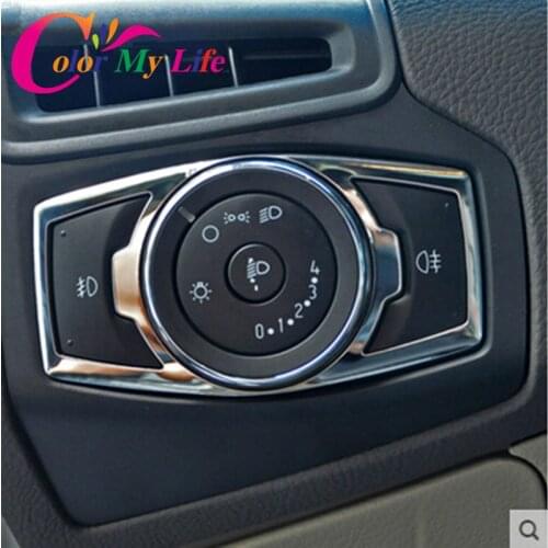 Color My Life Car Headlight Switch Trim Decorative Sequins Cover Sticker for Ford Focus 3 4 MK4 2014 2015 2016 2017 Accessories