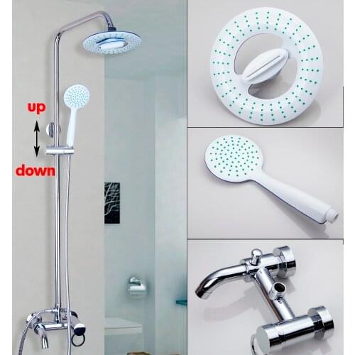 New Bath&Shower Faucet Polished Chrome Rain Shower Head Set With Hand Sprayer Faucet Bathroom Tub Mixer Tap Set