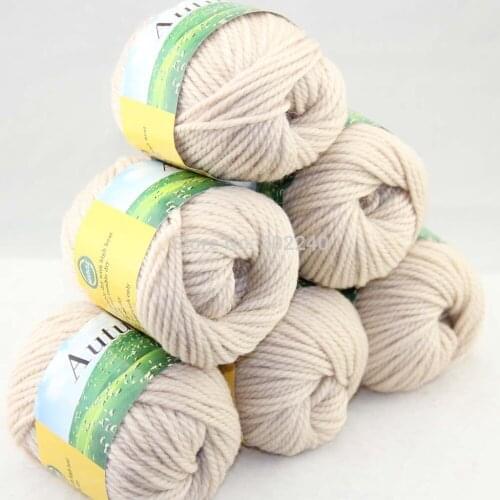 LOT of 6 BallsX50g Chunky Hand-woven Coarse Knitting Yarn Beige 226