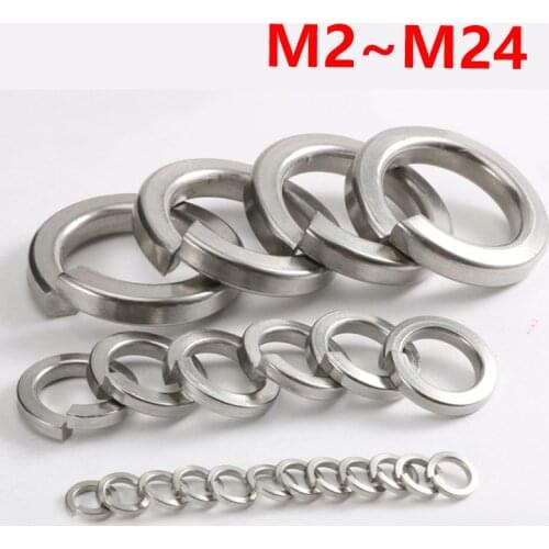 GB93 A2 Split Lock Shim Spring Washer Elastic Gasket 304 Stainless Steel M2 M2.5 M3 M4 M5 M6 M8 M10 M12 M14 M16 M18 M20 M22 M24