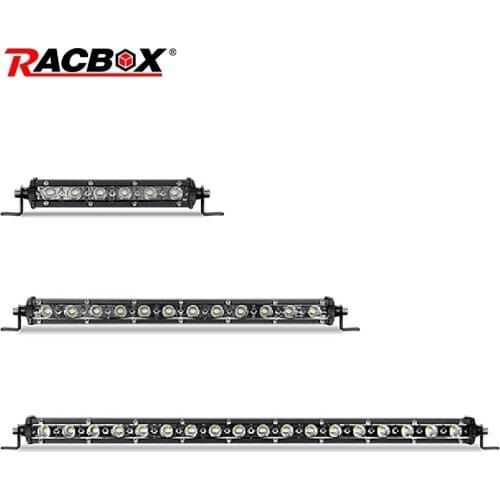 RACBOX 7 10 13 20 inch Super Slim LED Work Light Bar Single Row Spot Flood Combo Beam Headlight 12V 24V Fog Driving Work Light