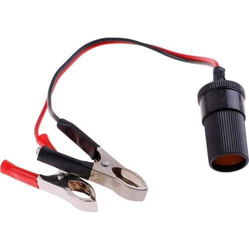 12 Volt Battery Terminal Clip-on Cigar Cigarette Lighter Power Socket Adapter Plug Car Boat Van For Camping