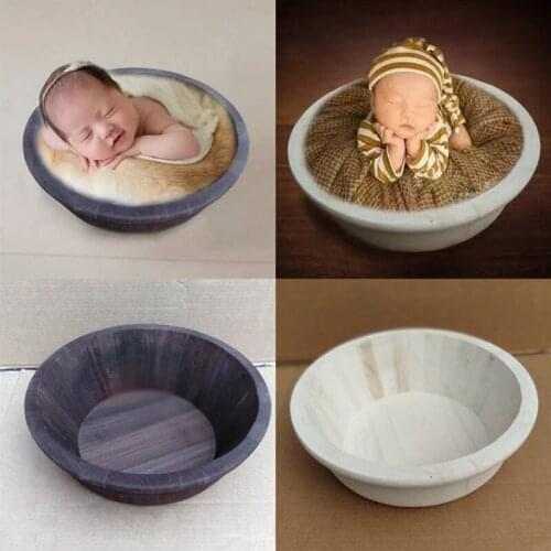 Baby Photography Props Retro Wooden Basin Newborn Infants Pose Auxiliary Photo Shooting Basket