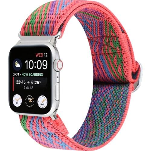 For Apple Watch 6 5 4 3 2 1 SE New Retro Watchband Elastic Nylon Strap With Metal Oval Buckle For iWatch 44mm 40mm 42mm 38mm