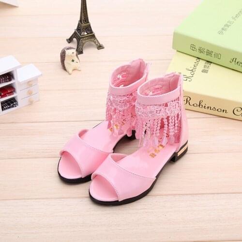 Children Roman High-top Girls Sandals Kids Sandals Girls High Quality Shoes Opebn Toe Fish Mouth Sandal STQ023