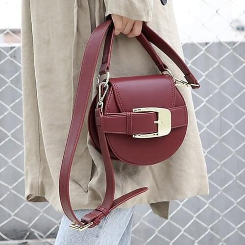 Round Saddle bag for women Shoulder Bags small PU Leather Broad strap Female Crossbody Bags Ladies handbag Fashion lady Totes