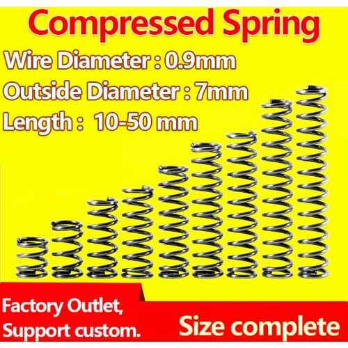 Compressed Spring Wire Diameter 0.9mm, Outer Diameter 7mm Mechanical Spring Pressure Spring Return Spring Release Spring