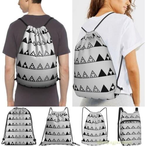 Sierpinski Triangle Mathematics Fractal Math Geometry Travel Sports Gym Bag Waterproof Drawstring Backpack Training Fitness Bag