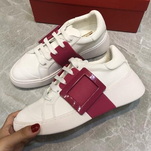 Shoes Woman Buckle Leather Sneakers For Casual Trainers Lace Up Flats Tenis Feminino Fashion Espadrilles Platform Loafers