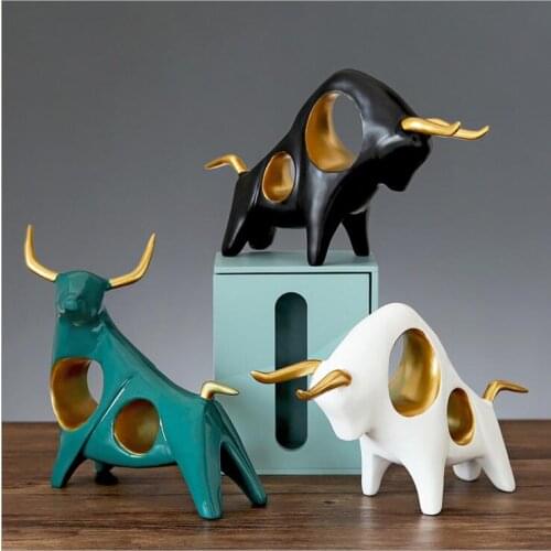 Northern Europe Style Resin Table Decor Office Bull Model decor Bullish mood
