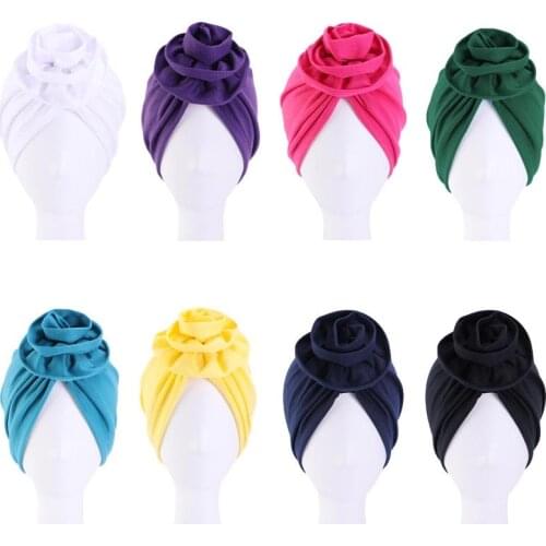 Women Bohemia Flower Inner Hijab Caps Turban Hat Beanie Solid Hair Accessories India Hat Muslim Scarf Cap Hair Loss Head Wrap