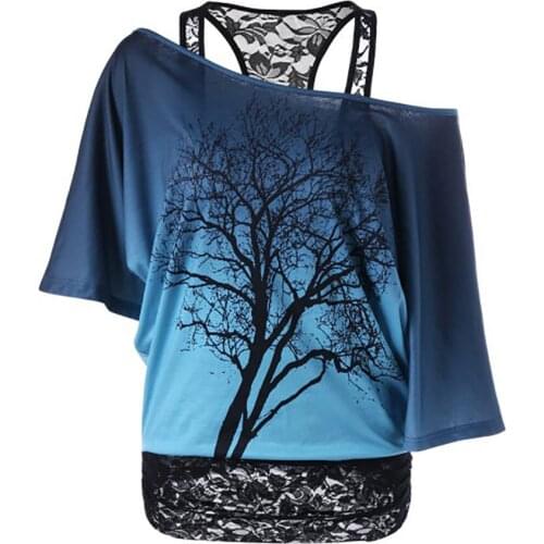 Woman tshirt top Fashion sexy womens t-shirts Pattern Suit Number Printing Lace Oblique Lead Bat Sleeve T Pity harajuku Tops