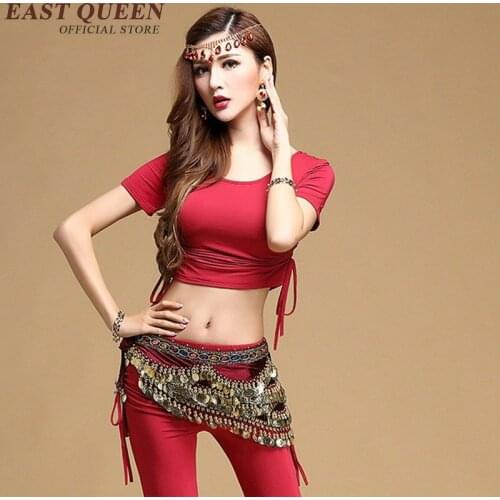 2018 New Women Belly Dance Costumes Performance Clue Stage Wear Bellydance Clothes 2PCs Top & Pant KK1404 HA