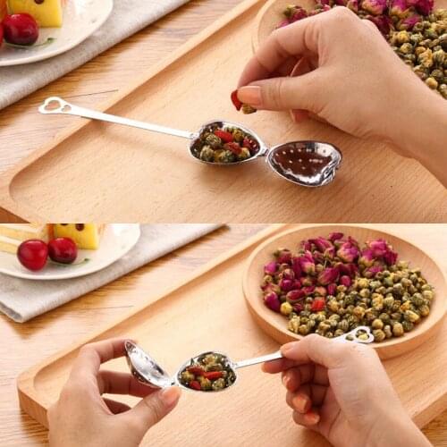 1 Pcs Tea Filter Teaware Accessories Steeper Handle Tea Infuser Heart Shape Stainless Steel Kitchen Tools Spoon Strainer