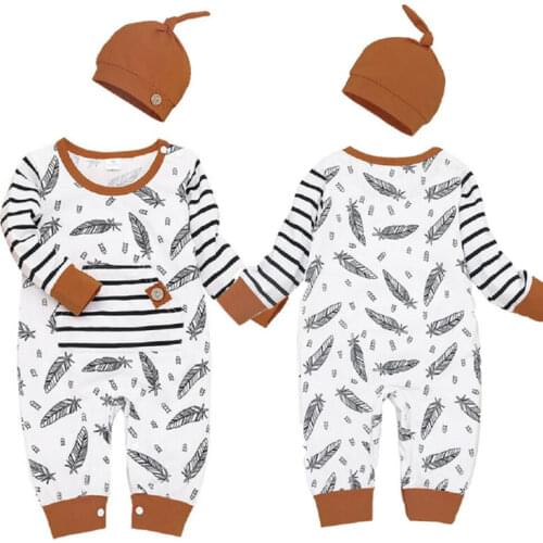 2Pcs Newborn Kid Baby Girl Boy Feather Clothes Romper Jumpsuit Home Outfit Autumn