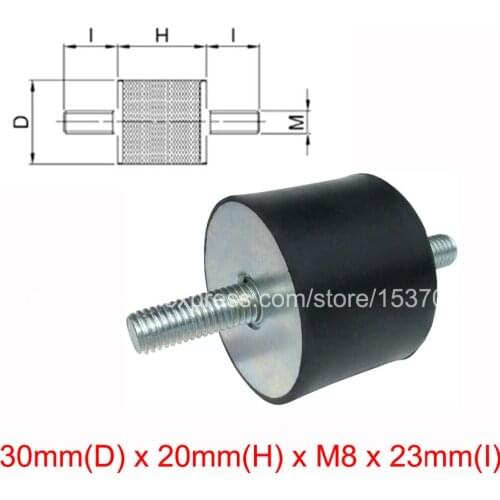 2PCS VV type anti vibration rubber damper 30mm(D) x 20mm(H) x M8 thread x 23mm(I)