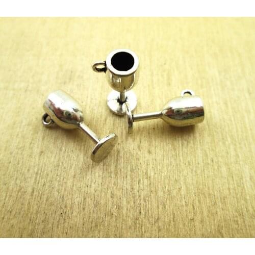 20pcs-- 8*10mmWine Cup Accessories Jewelry Making Handmade DIY necklace/ bracelets charms antique silver tone