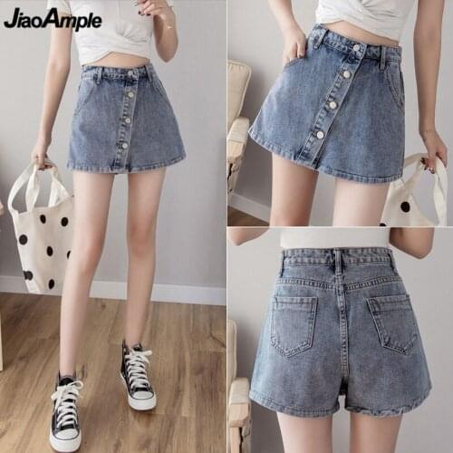 2020 Summer Women New Denim Shorts Skirts Girls Student Fashion Trendy Button Street Wear High Waist Pants Korean Joker Jeans