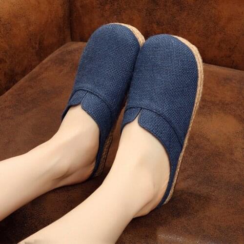 2020 National style linen shoes womens breathable casual baotousen womens shoes easy to wear pure hemp slippers in summer