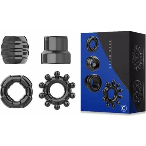 3 Style Delay Cockrings Full Set 4 Pce Male Penis Rings Ejaculation Chastity Adult Toy for Men Lock Sperm Trainer Dick Erection