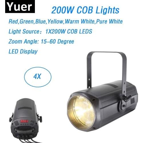 4 Pack Aluminum Alloy LED Zoom Par High Quality 200W COB LED Par Lights DMX Stage Wash Lighting Effect Dj Lights DMX512 Control