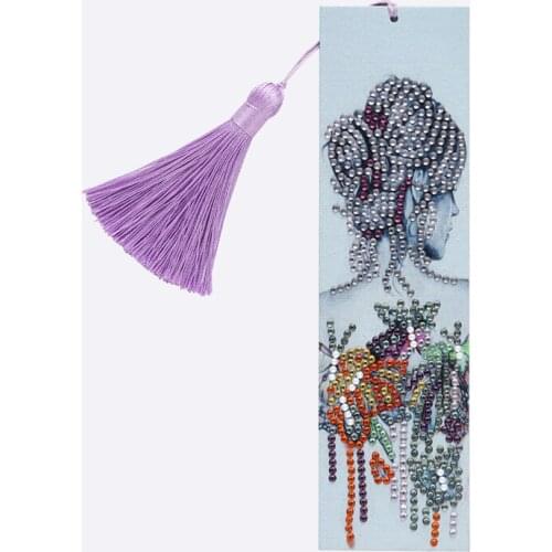 5D Diamond Painting Beauty Girl Bookmark Diamond Embroidery Craft Tassel Book Marks for Books New Year Gifts