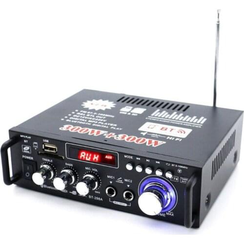 600W Car Amplifier LCD Display Digital HIFI Powers Amplifier Bluetooth FM Car Home Stereo Subwoofer W/Remote