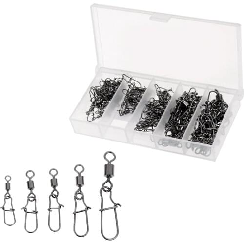 95Pcs/Box Fishing Swivel Snap Rolling Swivel Fishhook Lures Connector Tackle Fishing Tools