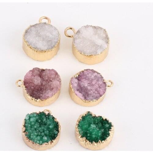 Beadsland Round Shape Colorful Single Hole Nature Stone Pendant DIY Necklace Bracelet Girl Gift